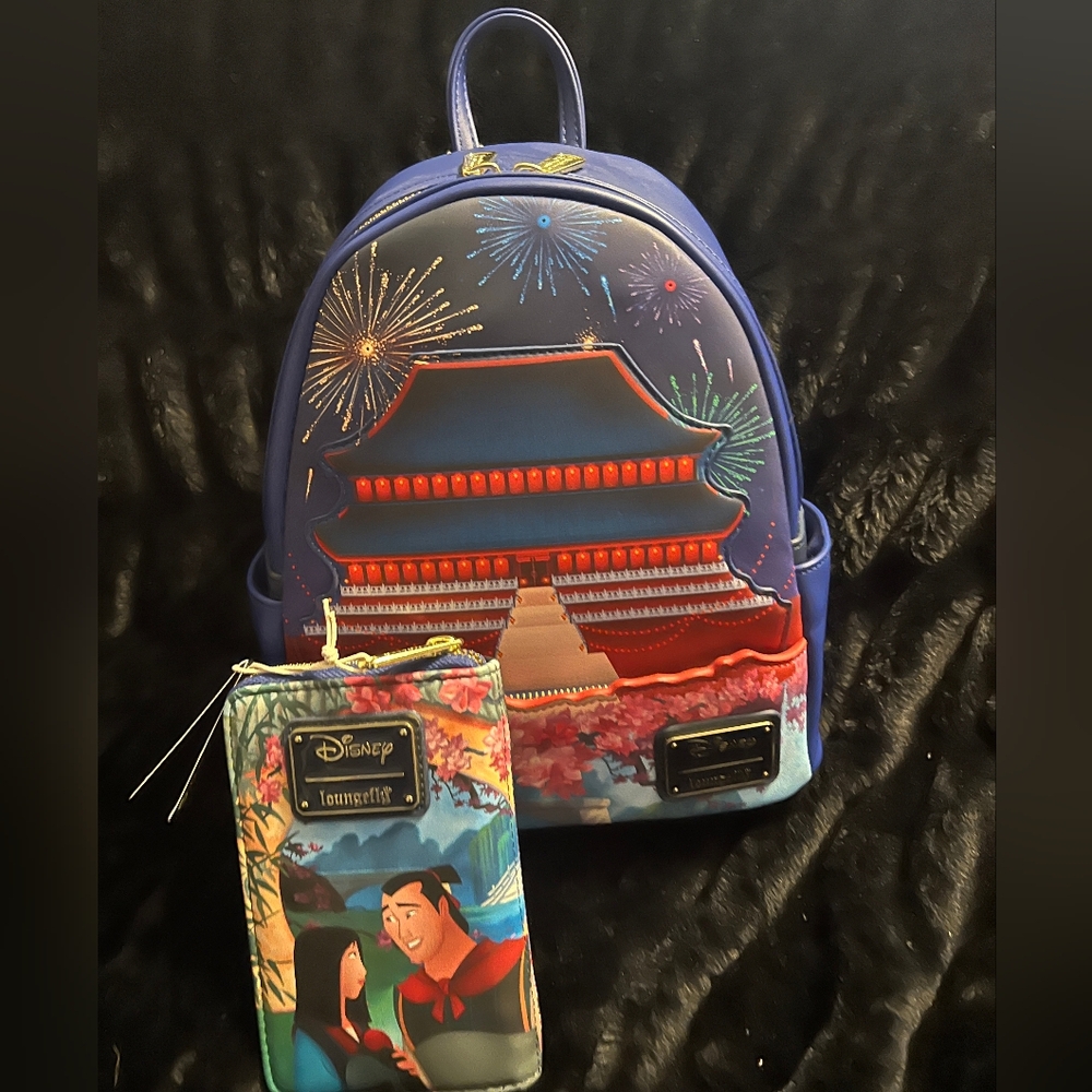 Loungefly Disney Mulan Fireworks Backpack - Blue and Red